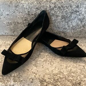 Zara black pointed toe flats with bow detail